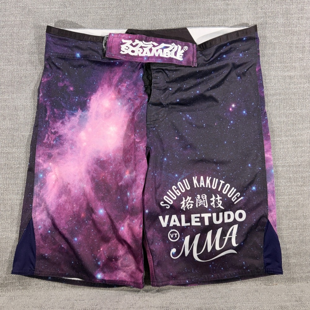 Scramble MMA Fight Shorts Mens Medium Purple Galaxy Valetudo BJJ Grappling Good‎